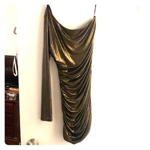 Black and gold mini party dress